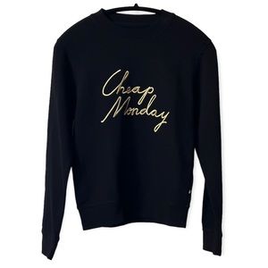 Cheap Monday Crewneck Sweatshirt-Cheap Monday embroidered in gold-EUC-XS